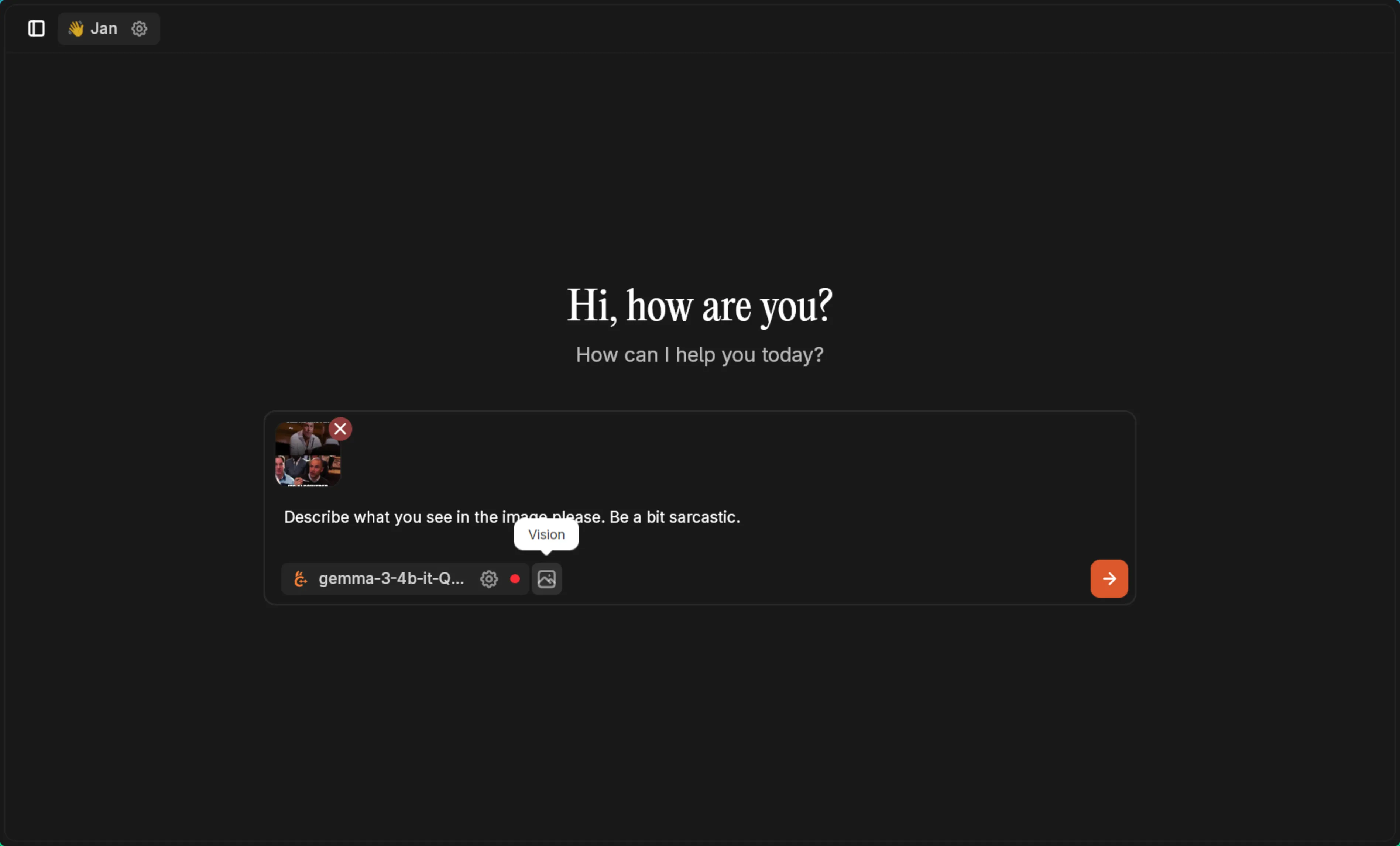 Vision model chat setup